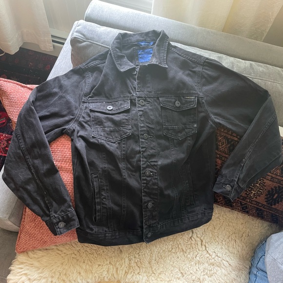 Zara Black Denim Jacket Men’s size large - Picture 1 of 4